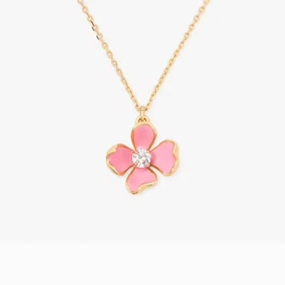 Kate Spade Gold and Pink Floral Necklace - Picture 1 of 6